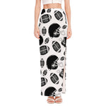 Black And White American Football Print High Slit Maxi Skirt