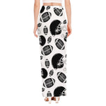 Black And White American Football Print High Slit Maxi Skirt