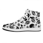 Black And White American Football Print High Top Leather Sneakers
