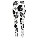 Black And White American Football Print High-Waisted Pocket Leggings