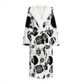 Black And White American Football Print Hooded Bathrobe