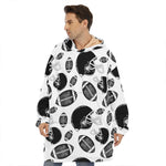 Black And White American Football Print Hoodie Blanket