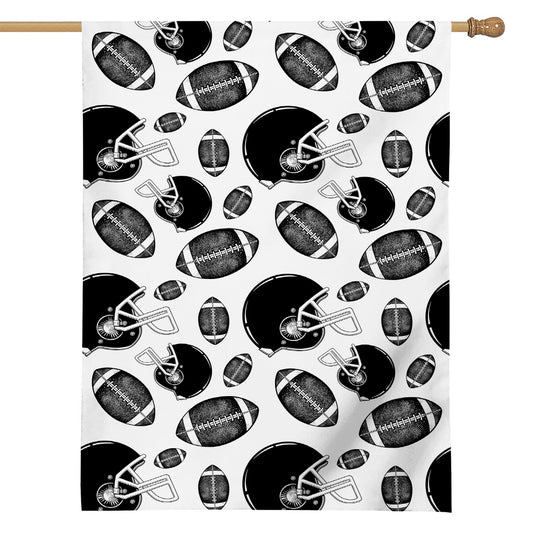 Black And White American Football Print House Flag