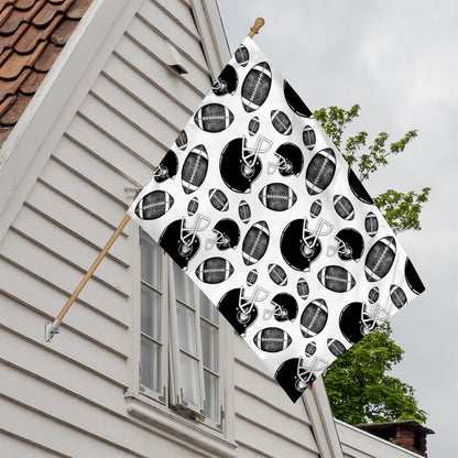 Black And White American Football Print House Flag