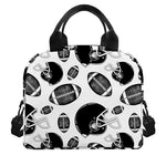 Black And White American Football Print Insulated Lunch Bag