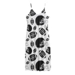 Black And White American Football Print Jersey Midi Cami Dress