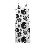 Black And White American Football Print Jersey Midi Cami Dress