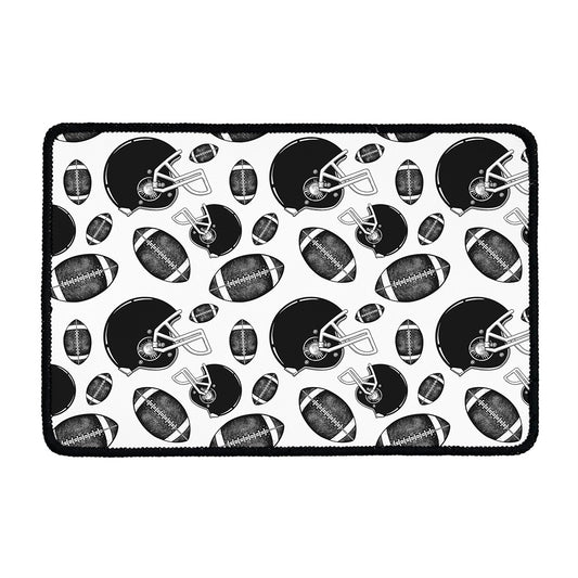 Black And White American Football Print Kitchen Mat