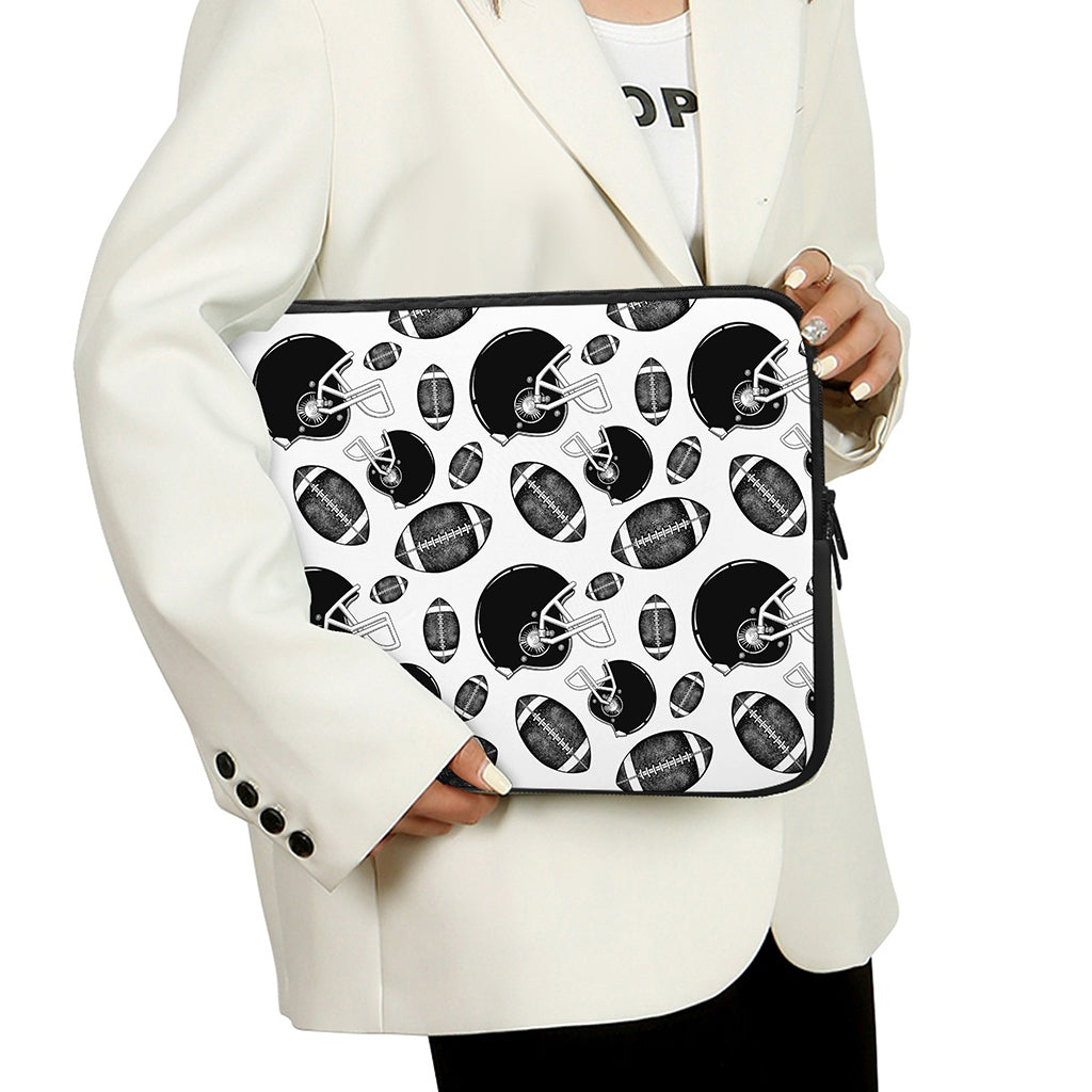 Black And White American Football Print Laptop Sleeve