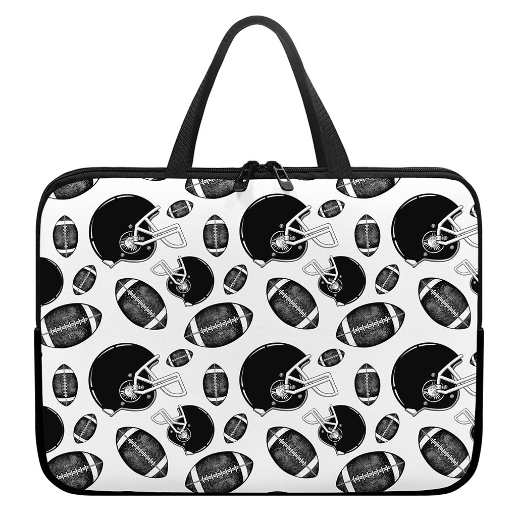 Black And White American Football Print Laptop Sleeve With Handle