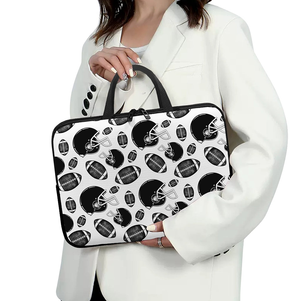 Black And White American Football Print Laptop Sleeve With Handle