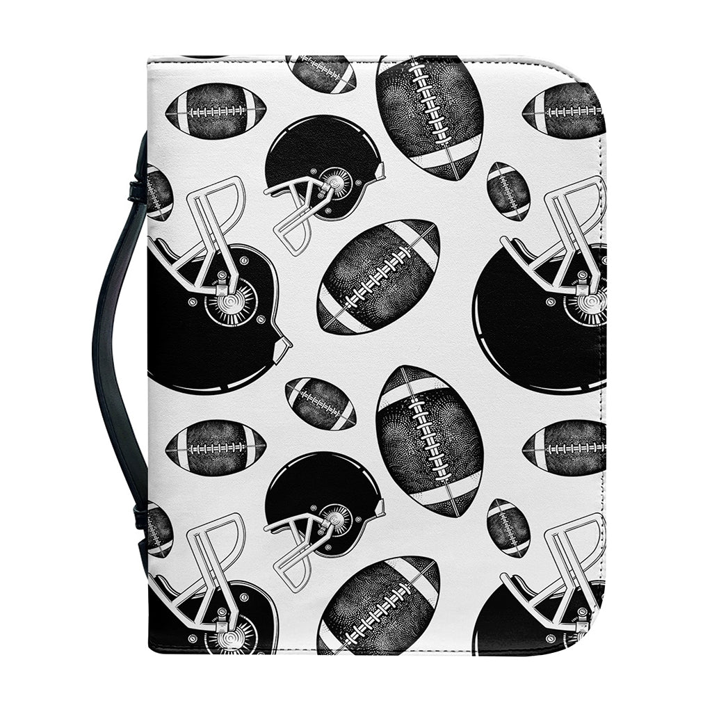 Black And White American Football Print Leather Bible Cover