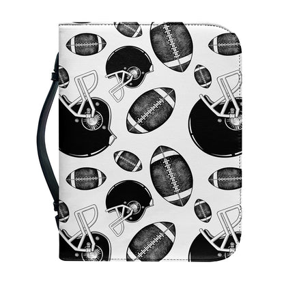 Black And White American Football Print Leather Bible Cover