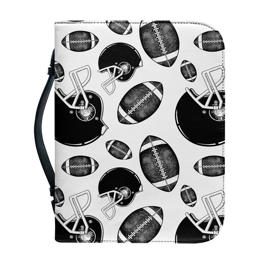 Black And White American Football Print Leather Bible Cover