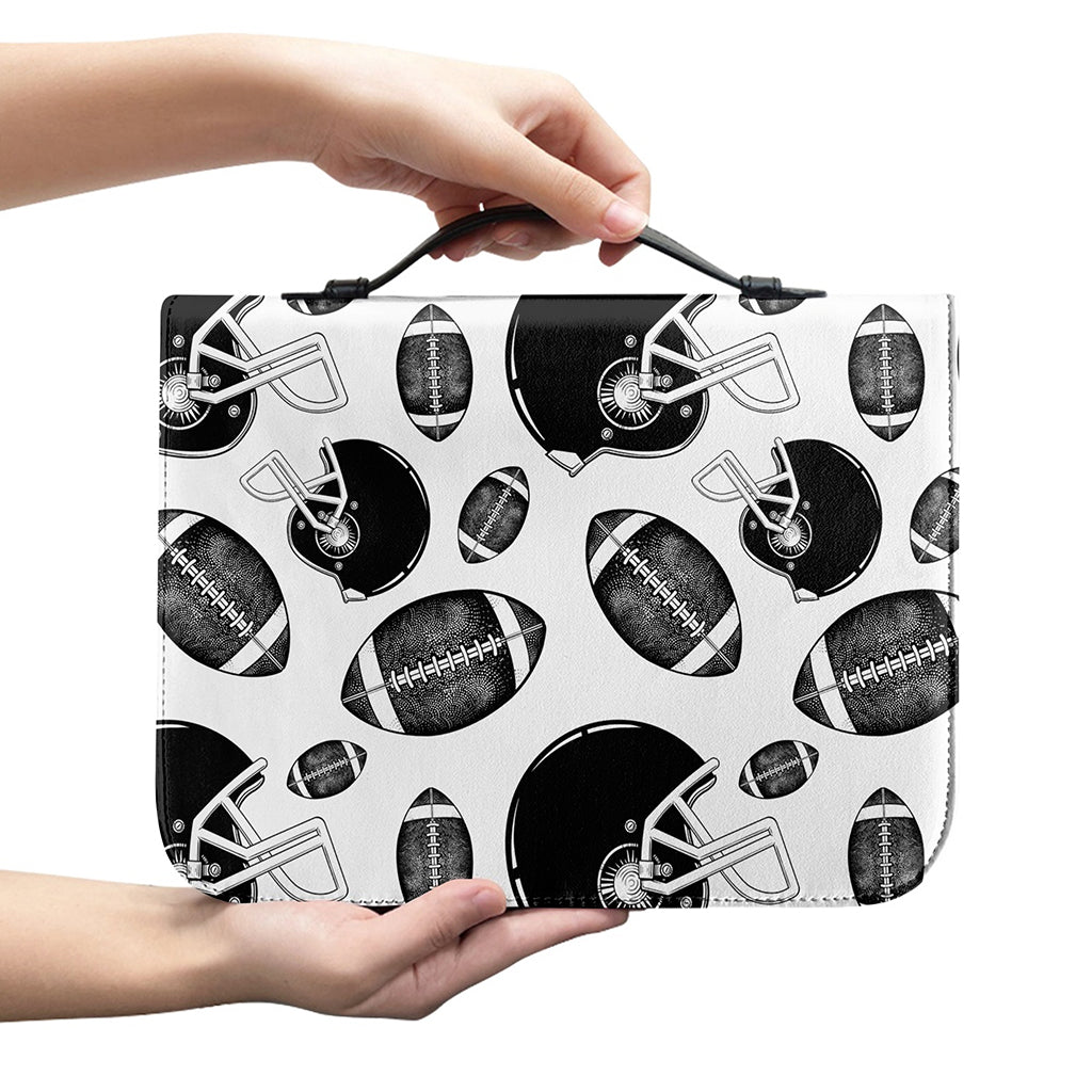 Black And White American Football Print Leather Bible Cover