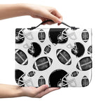 Black And White American Football Print Leather Bible Cover