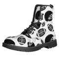 Black And White American Football Print Lace-Up Boots