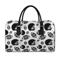 Black And White American Football Print Leather Duffel Bag