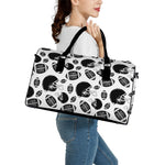 Black And White American Football Print Leather Duffle Bag