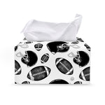 Black And White American Football Print Leather Tissue Box Cover