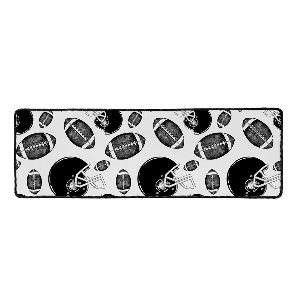 Black And White American Football Print Long Kitchen Mat