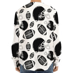 Black And White American Football Print Long Sleeve Baseball Jersey