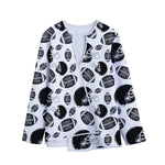 Black And White American Football Print Long Sleeve Short Coat