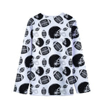 Black And White American Football Print Long Sleeve Short Coat