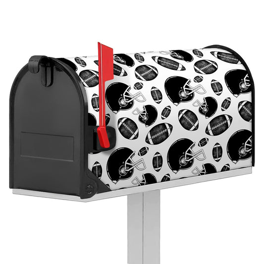 Black And White American Football Print Mailbox Cover