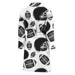 Black And White American Football Print Men's Bathrobe