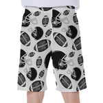 Black And White American Football Print Men's Beach Shorts