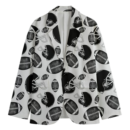 Black And White American Football Print Men's Blazer