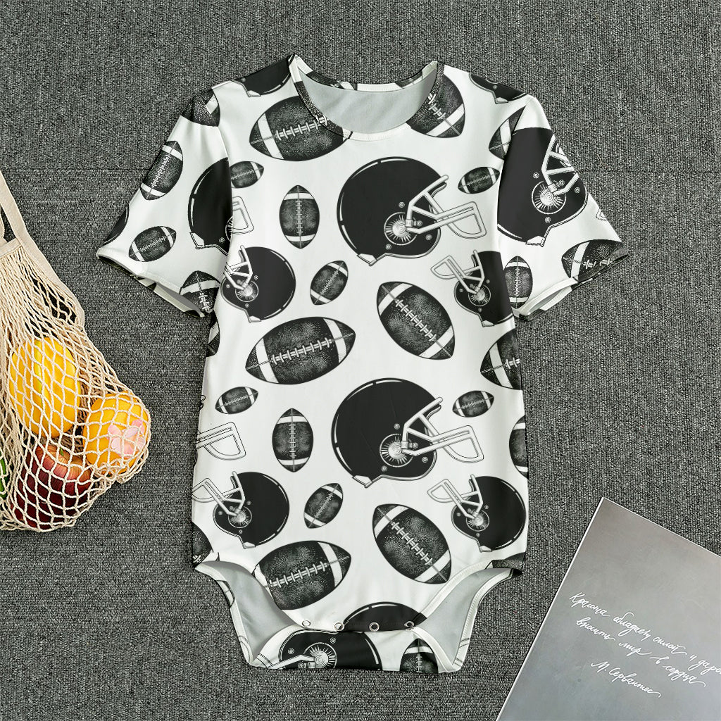 Black And White American Football Print Men's Bodysuit