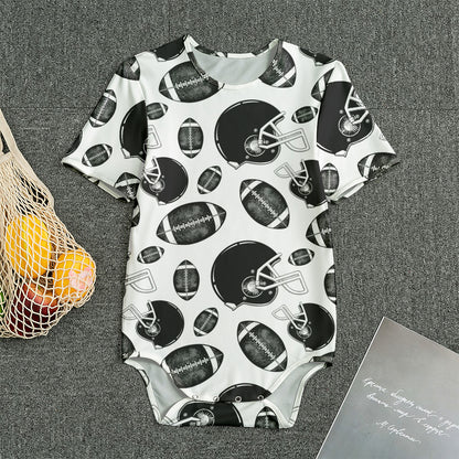 Black And White American Football Print Men's Bodysuit