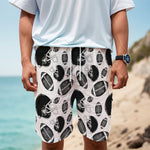 Black And White American Football Print Men's Cargo Shorts