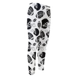 Black And White American Football Print Men's Compression Pants
