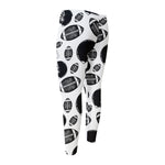 Black And White American Football Print Men's Compression Pants