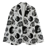 Black And White American Football Print Men's Cotton Blazer
