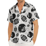 Black And White American Football Print Men's Deep V-Neck Shirt