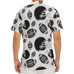 Black And White American Football Print Men's Deep V-Neck Shirt