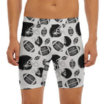 Black And White American Football Print Men's Long Boxer Briefs