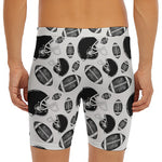 Black And White American Football Print Men's Long Boxer Briefs