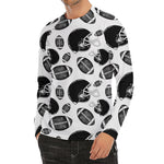 Black And White American Football Print Men's Long Sleeve Rash Guard