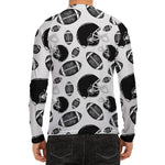 Black And White American Football Print Men's Long Sleeve Rash Guard