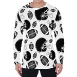 Black And White American Football Print Men's Long Sleeve T-Shirt