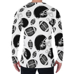Black And White American Football Print Men's Long Sleeve T-Shirt