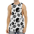 Black And White American Football Print Men's Muscle Tank Top