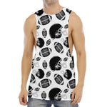 Black And White American Football Print Men's Muscle Tank Top