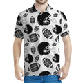 Black And White American Football Print Men's Polo Shirt