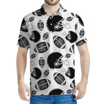 Black And White American Football Print Men's Polo Shirt